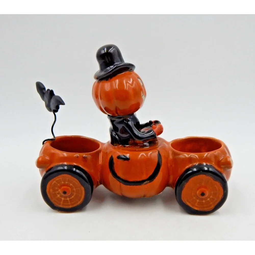 Yankee Candle 2011 Pumpkin Anthropomorphic Driving Car Double Tealight Holder